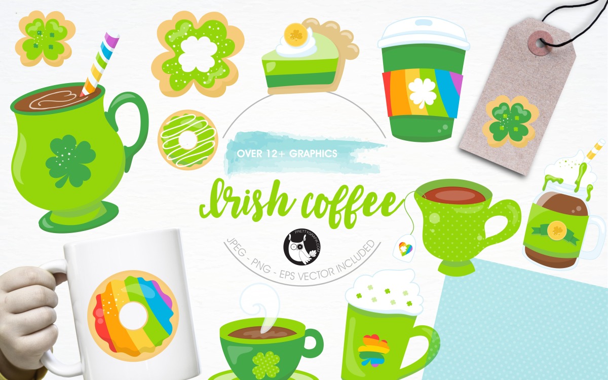 Irish Coffee Illustration Pack Vector Image