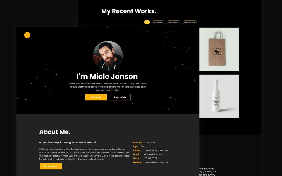 Micle Personal Portfolio Resume Landing Page Template