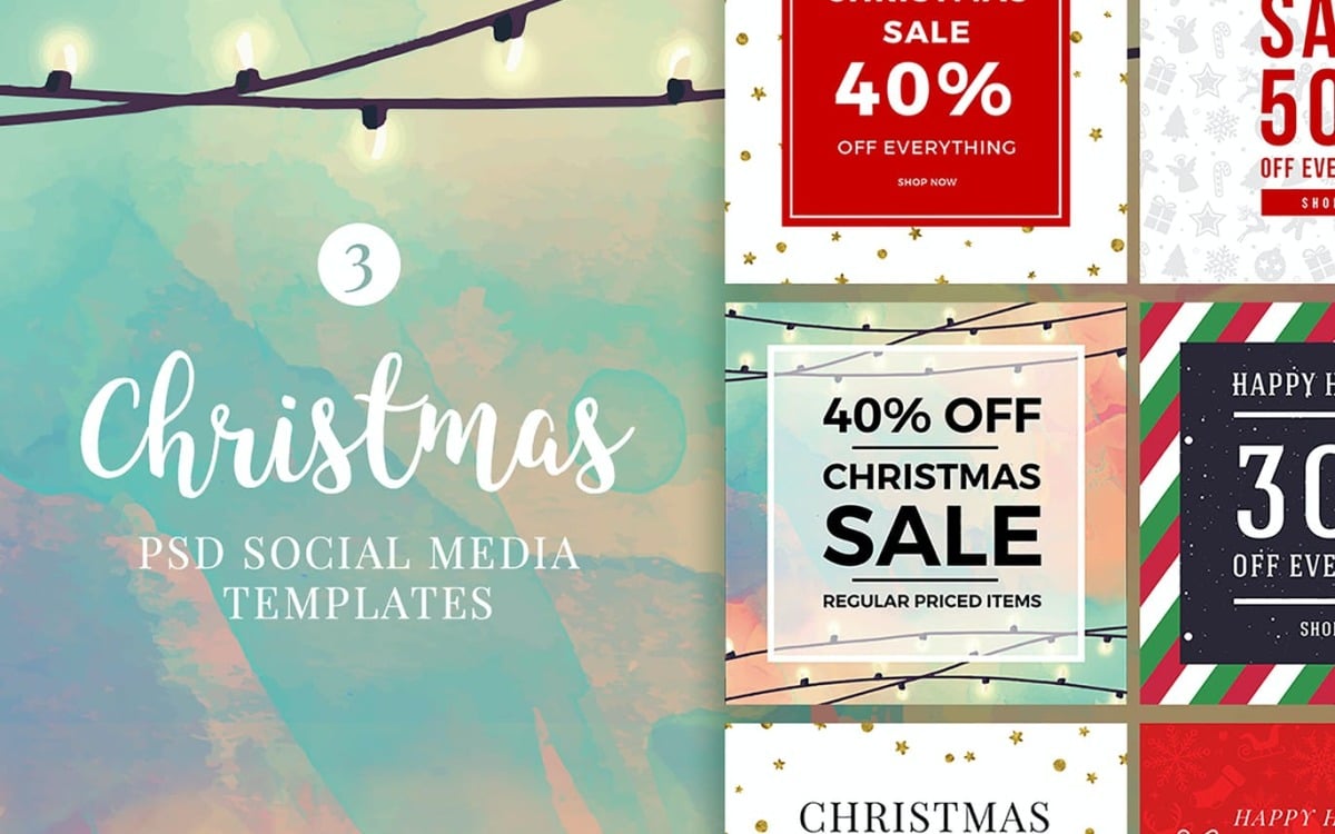 Christmas Posts V3 Social Media Template TemplateMonster