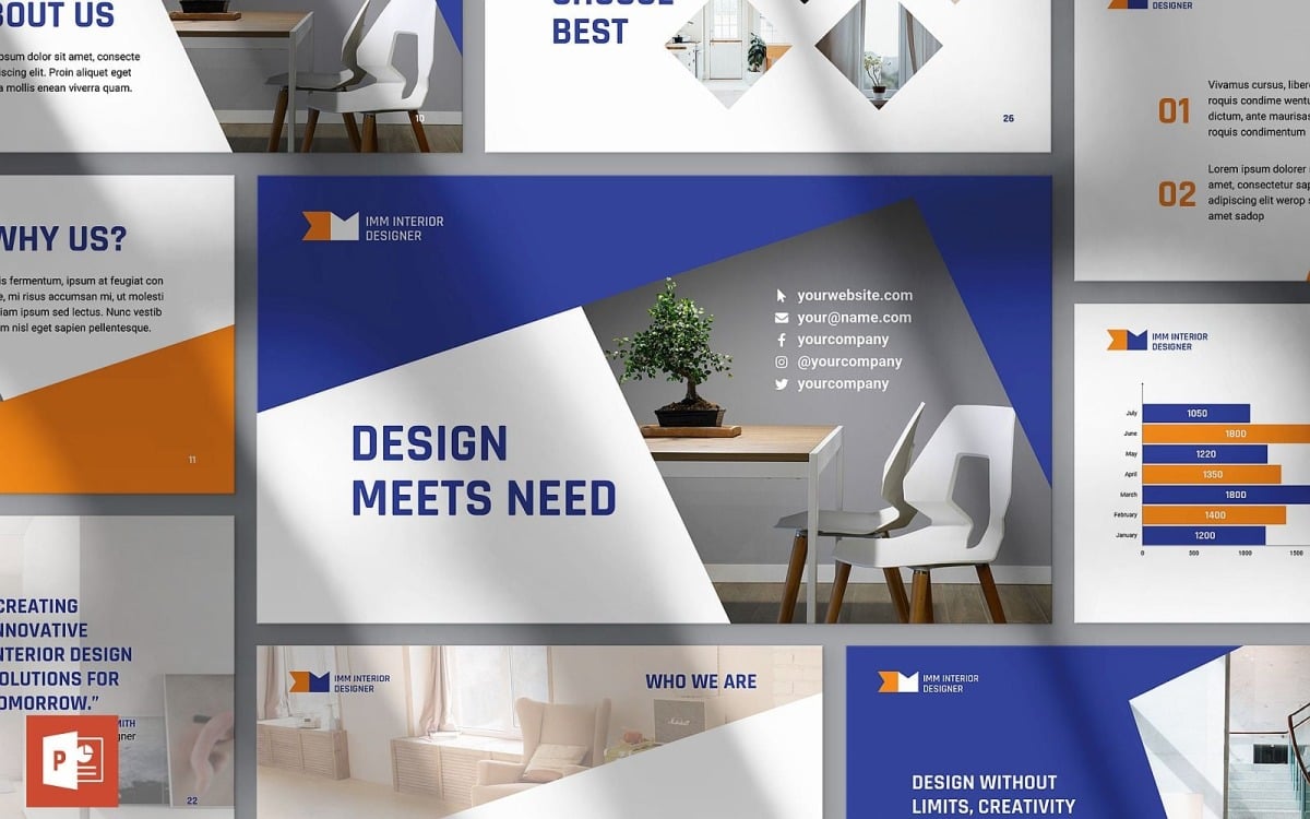 Modelo de apresentação de design de interiores em PowerPoint