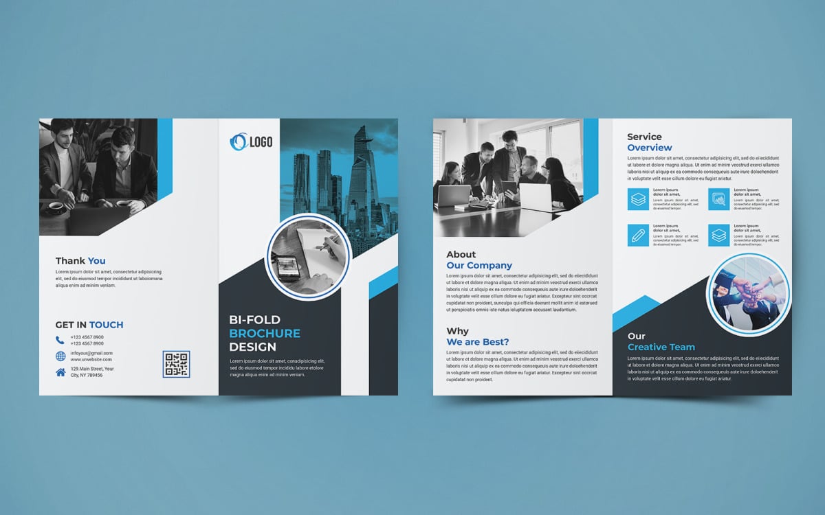 Free Business Bifold Brochure Design Corporate Identity Template
