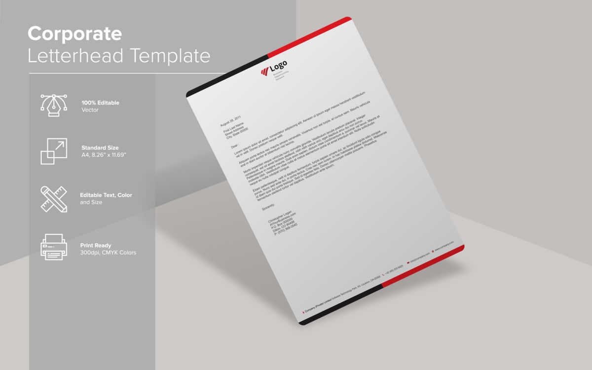 Modern Letterhead Design Template - Corporate Identity Template Inside Html Letterhead Template