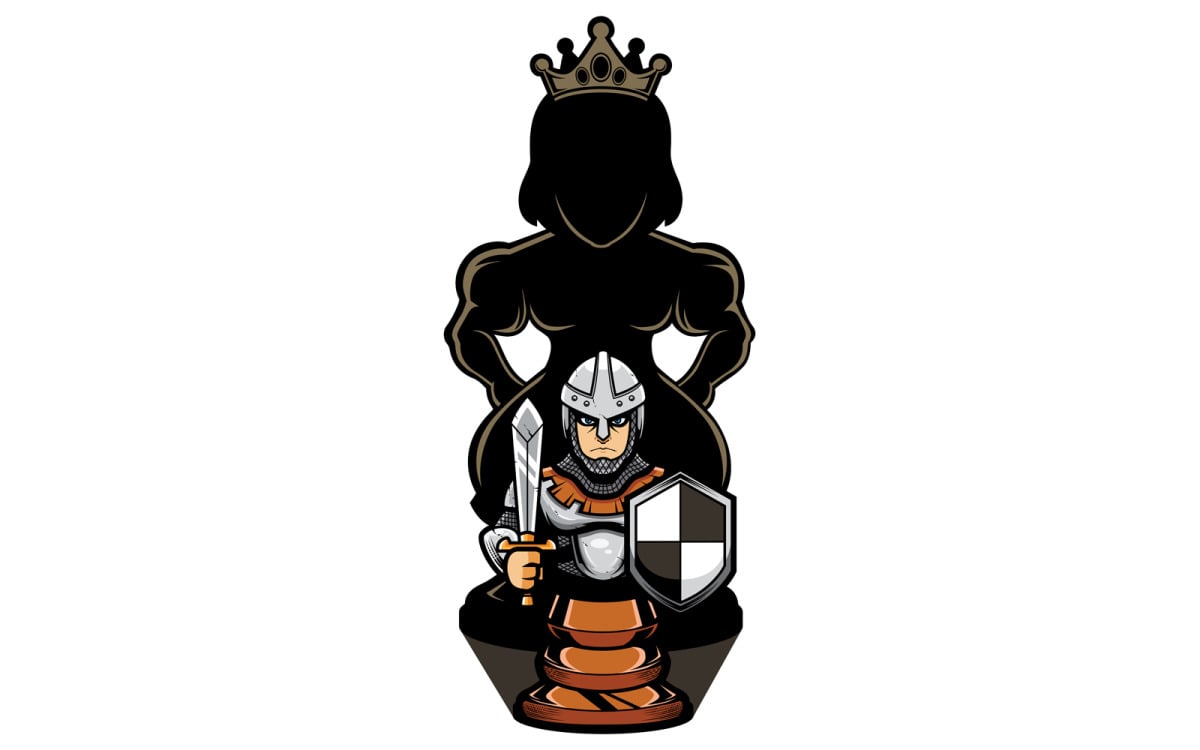 Ilustração conceitual do jogo online de xadrez com smartphone e peças de  xadrez nele rei peões cavaleiro e rainha