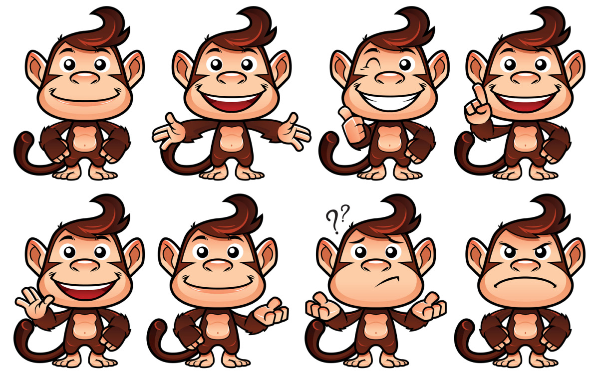 Quadro em Tela Ilustração dos desenhos animados do macaco para