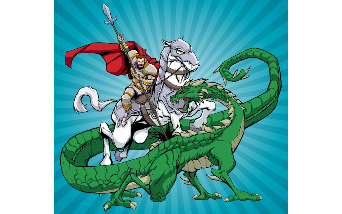 O Menino Com Espada E Dragão Cospe O Fogo Com Jogo Sobre a Mensagem  Ilustração do Vetor - Ilustração de cena, jogo: 149835972
