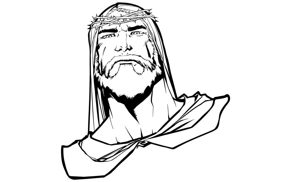 Jesus Portrait 3 Line Art - Illustration - TemplateMonster