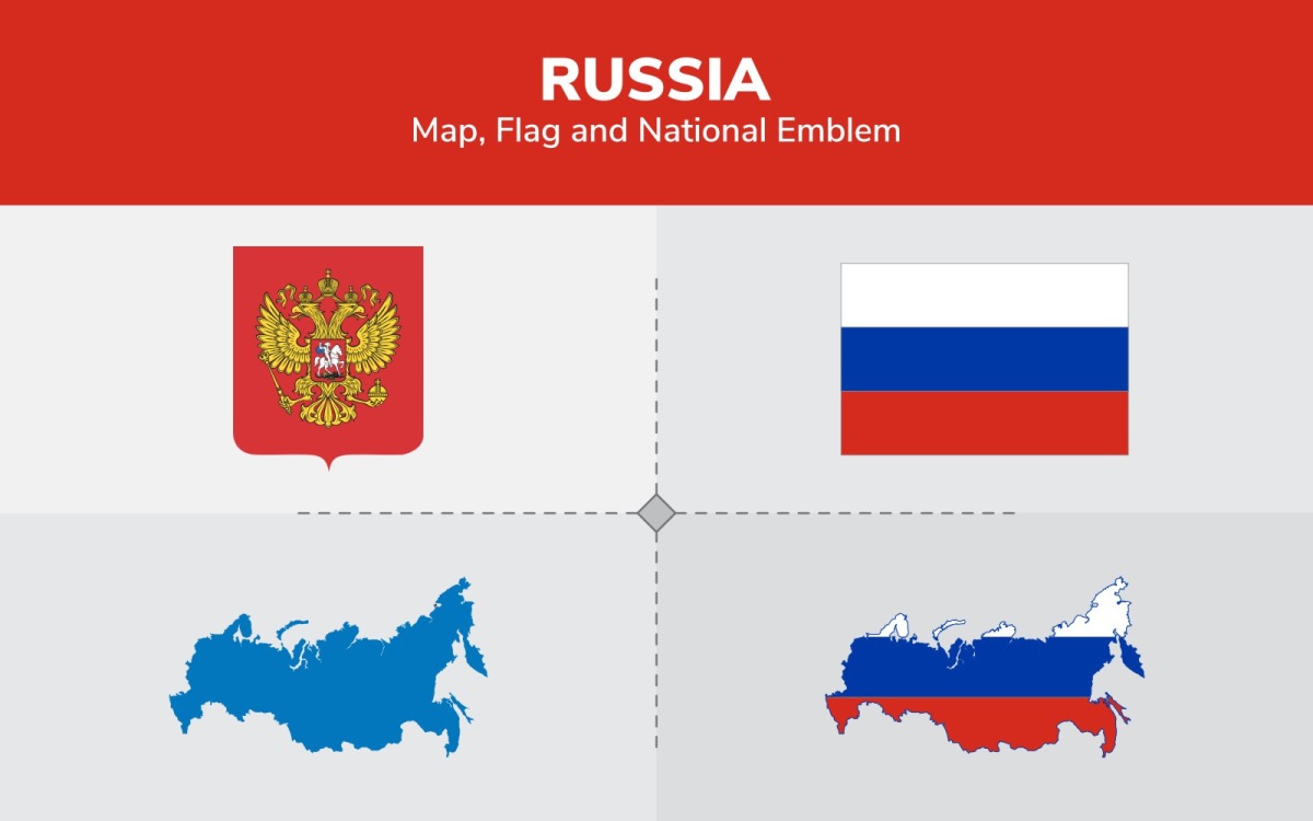 Mapa Da Bandeira Da Rússia. Mapa Da Federação Russa Com A Bandeira