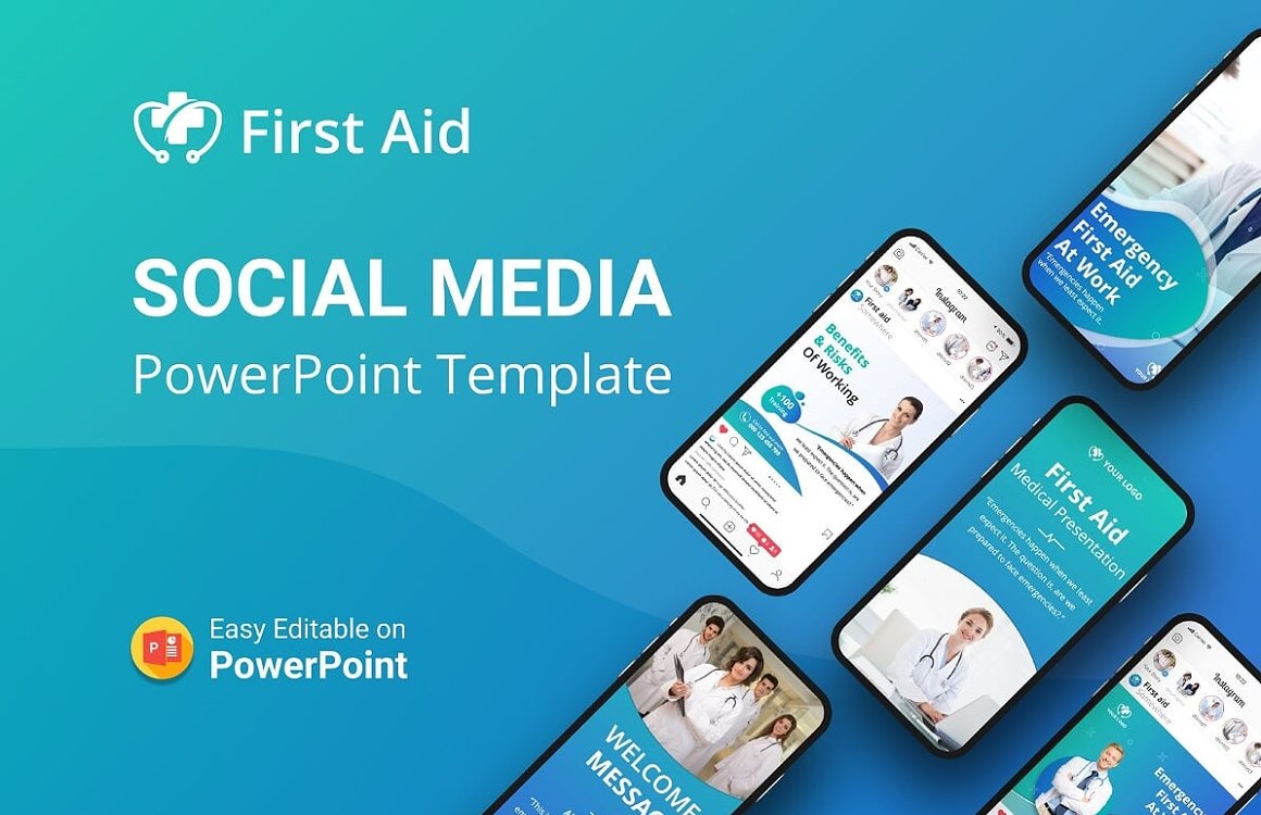Шаблон PowerPoint для оказания первой медицинской помощи в социальных сетях