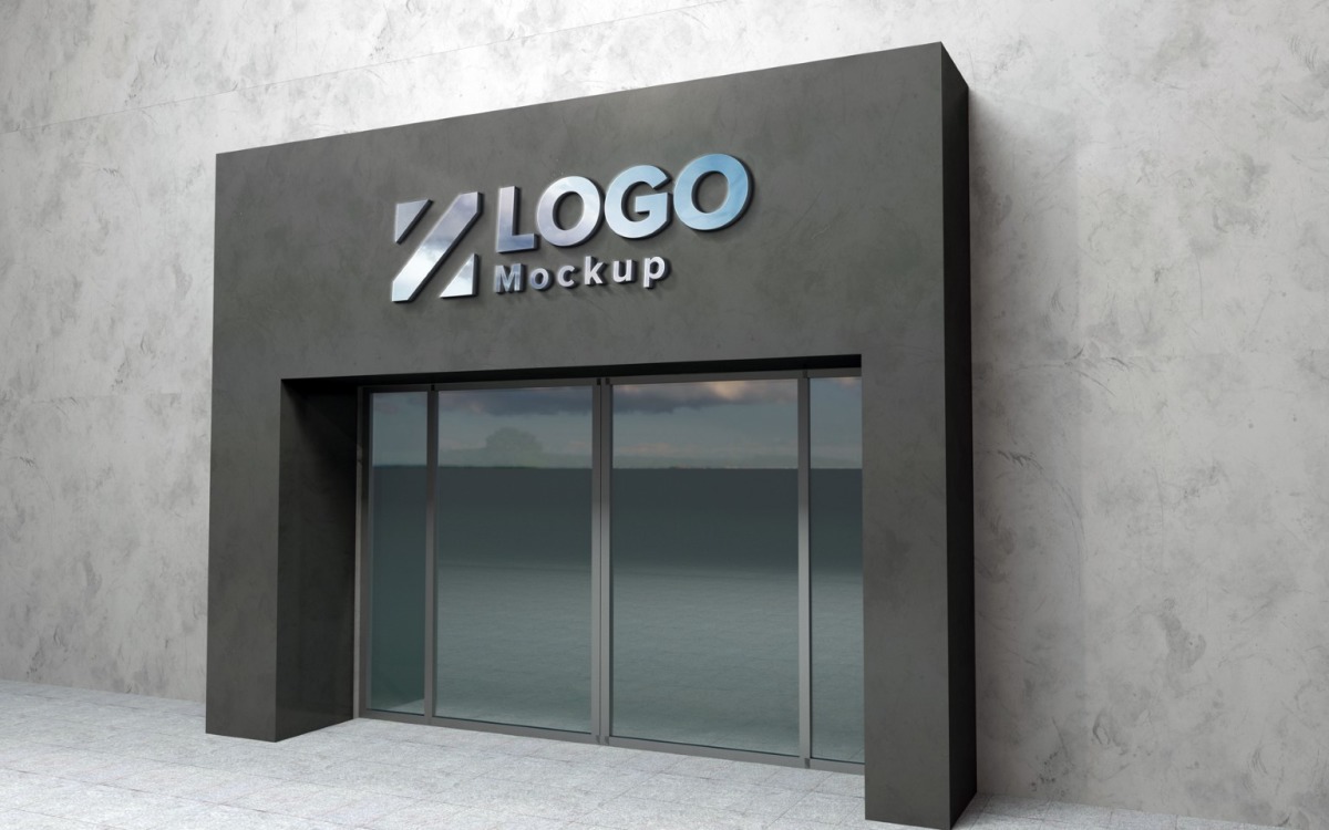 Download Steel Logo Mockup 3D Sign Elegant Building Product Mockup