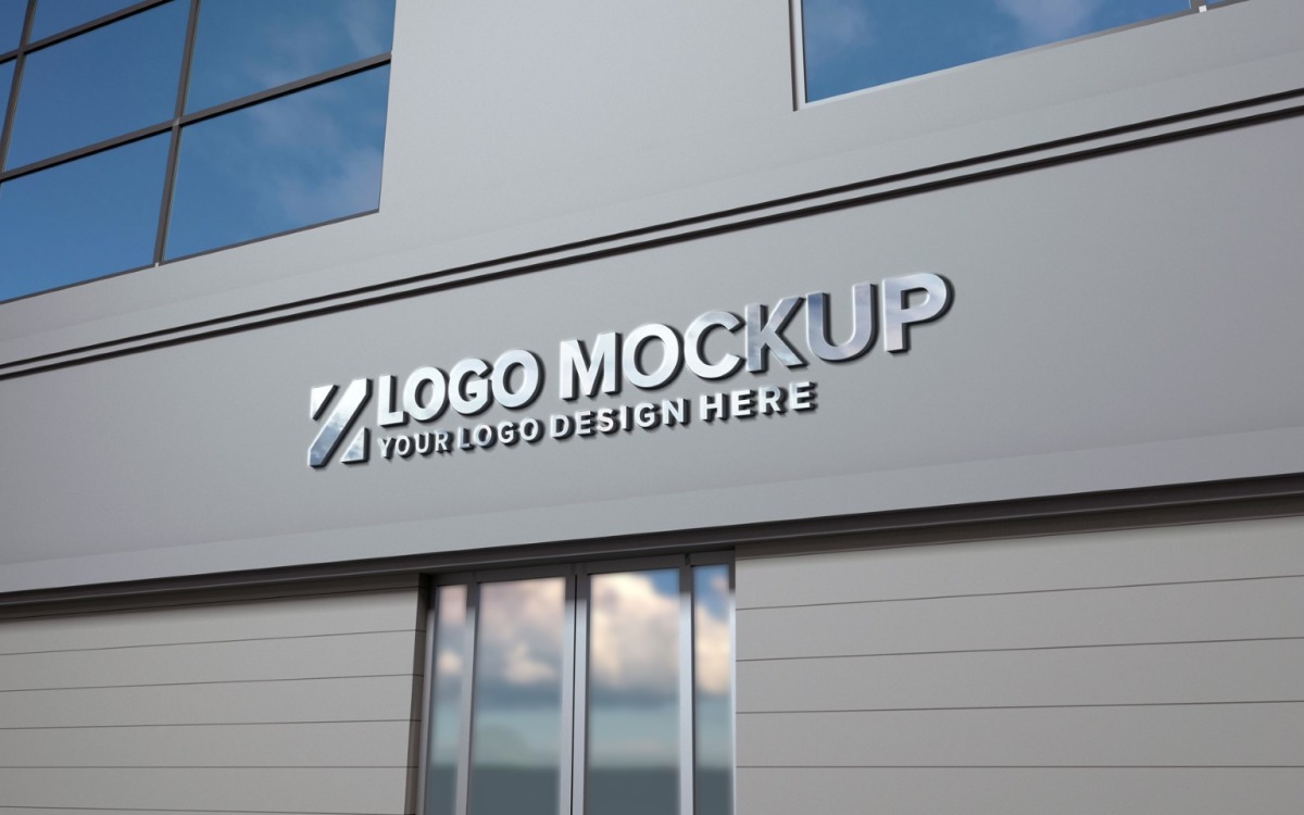 Download Steel Logo Mockup Store Sign Facade Elegant Product Mockup