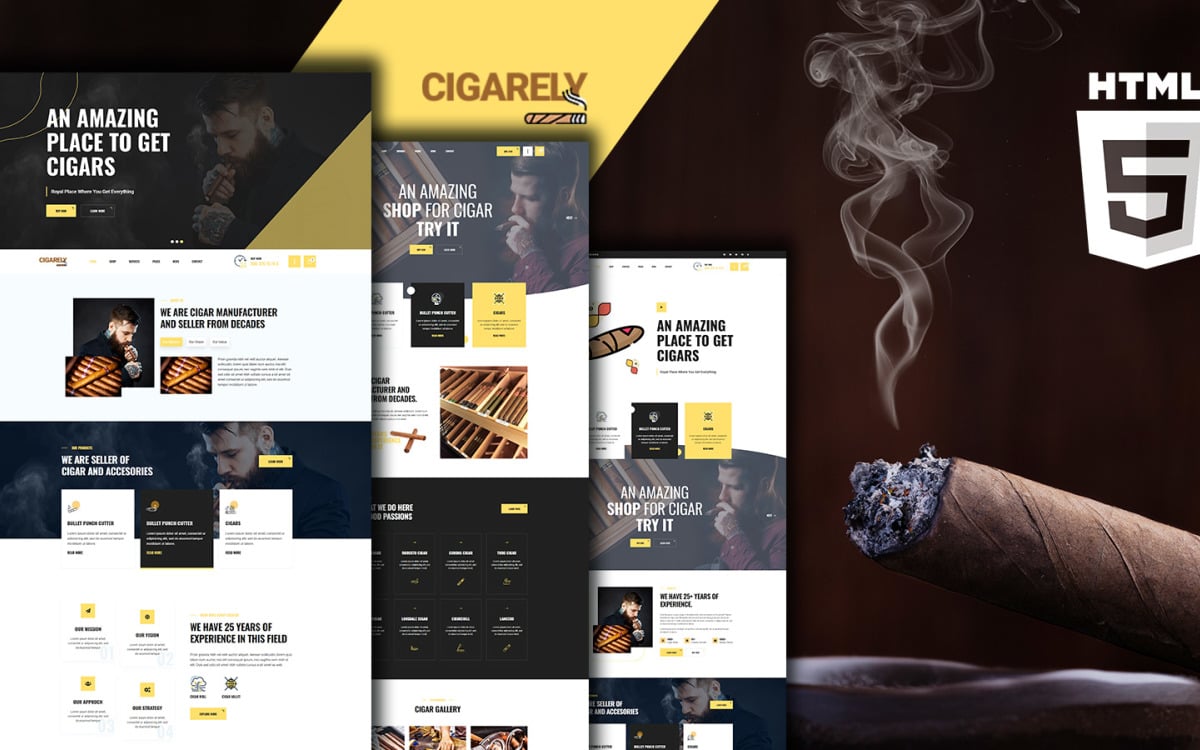 Cigarely Cigar Shop site Template TemplateMonster