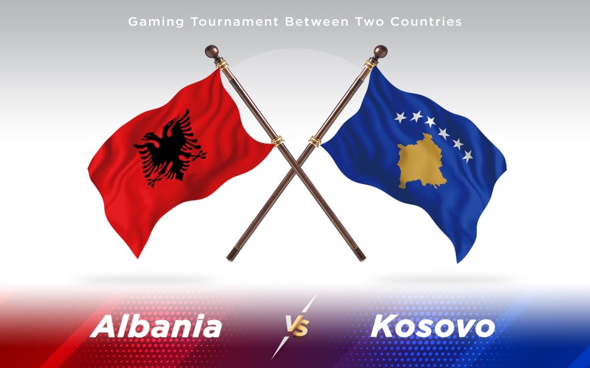 Albanien gegen Kosovo Flaggen zweier Länder - Illustration