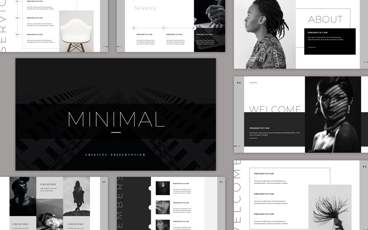 Minimal Black And White Presentation TemplateMonster