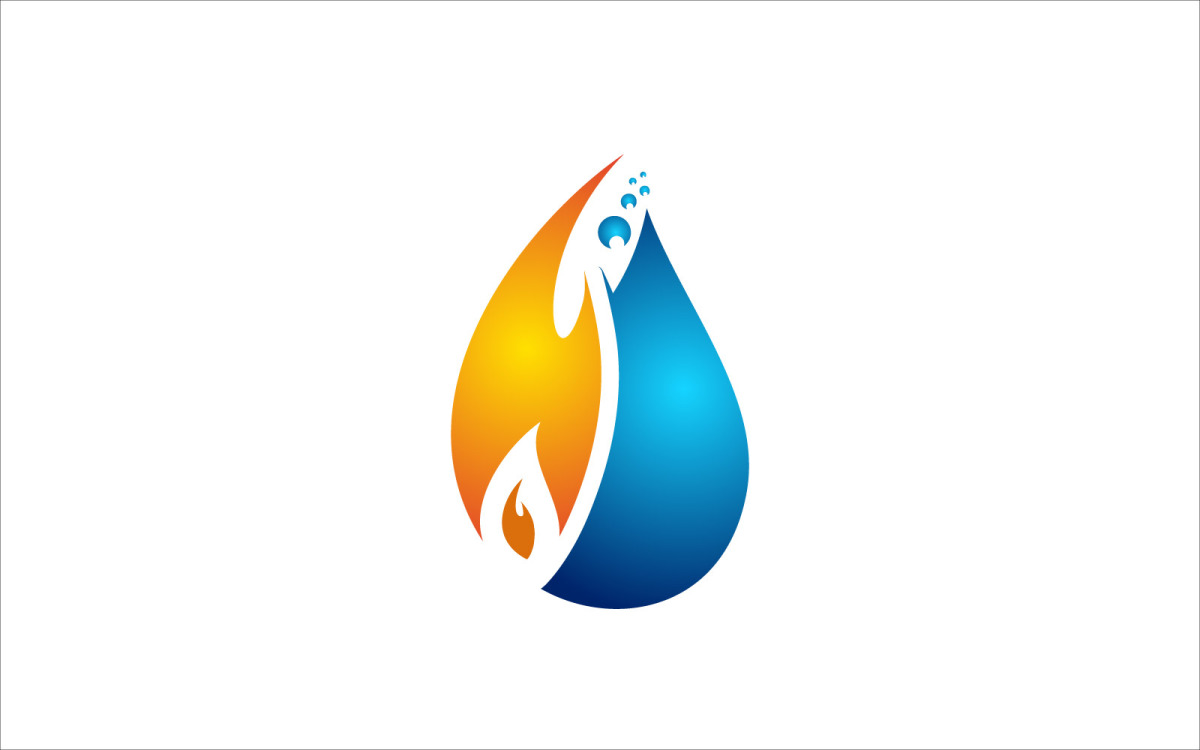 Água e fogo logo vector