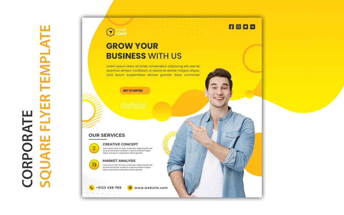 Free Corporate Square Flyer #166689 - TemplateMonster