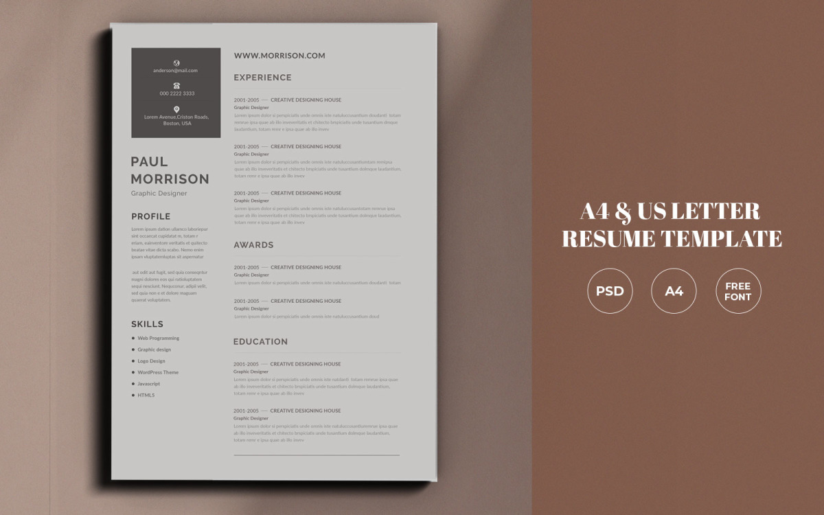 Resume Template Paul Morrison #174313 - TemplateMonster