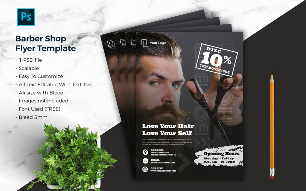 Download Barber Shop Free PSD Flyer Template