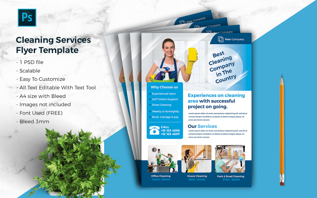 Cleaning Services Flyer vol.20 Corporate identity template Regarding Janitorial Flyer Templates