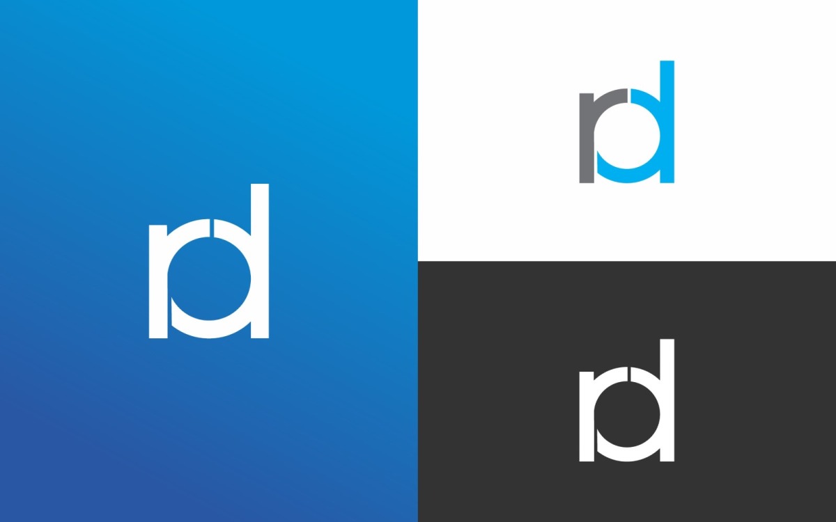 Rd r d letter logo design in black colors Vector Image