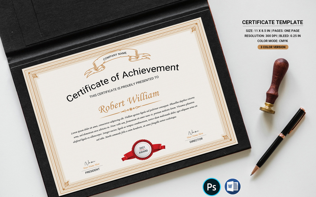 Robert Achievement Certificate Template Pertaining To Certificate Template Size
