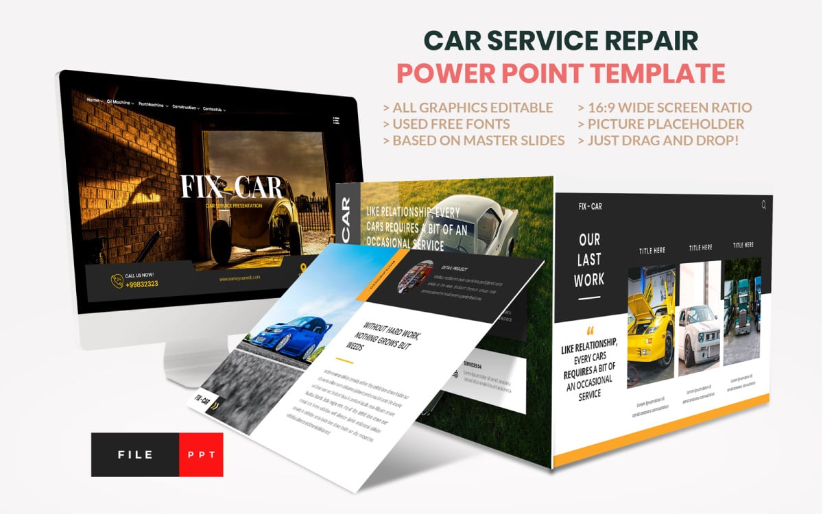Car Repair Service PowerPoint Template - TemplateMonster
