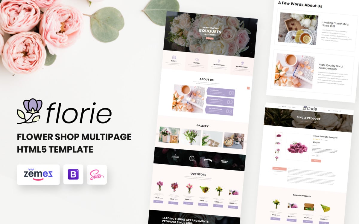 Florie - Flower Shop HTML5 Template #181946 - TemplateMonster