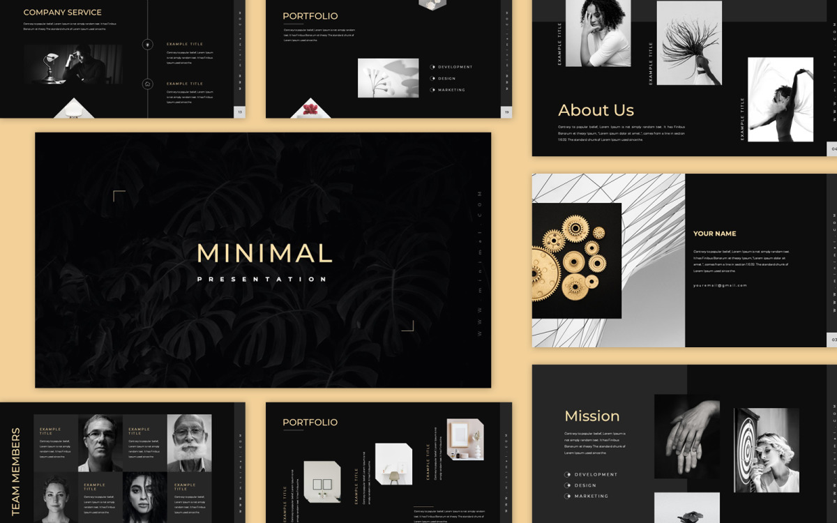 Clean Black Minimal Presentation Шаблоны презентаций PowerPoint