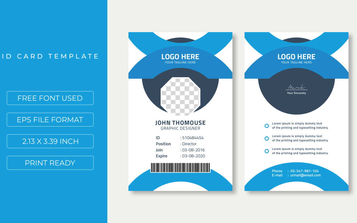 Creative Id Card Design Template Theme In Photographer Id Card Template