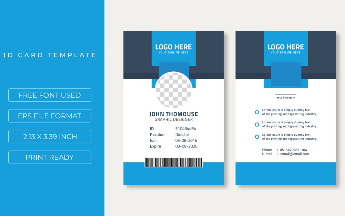 Creative Office Id Card Template Design Layout Throughout Photographer Id Card Template