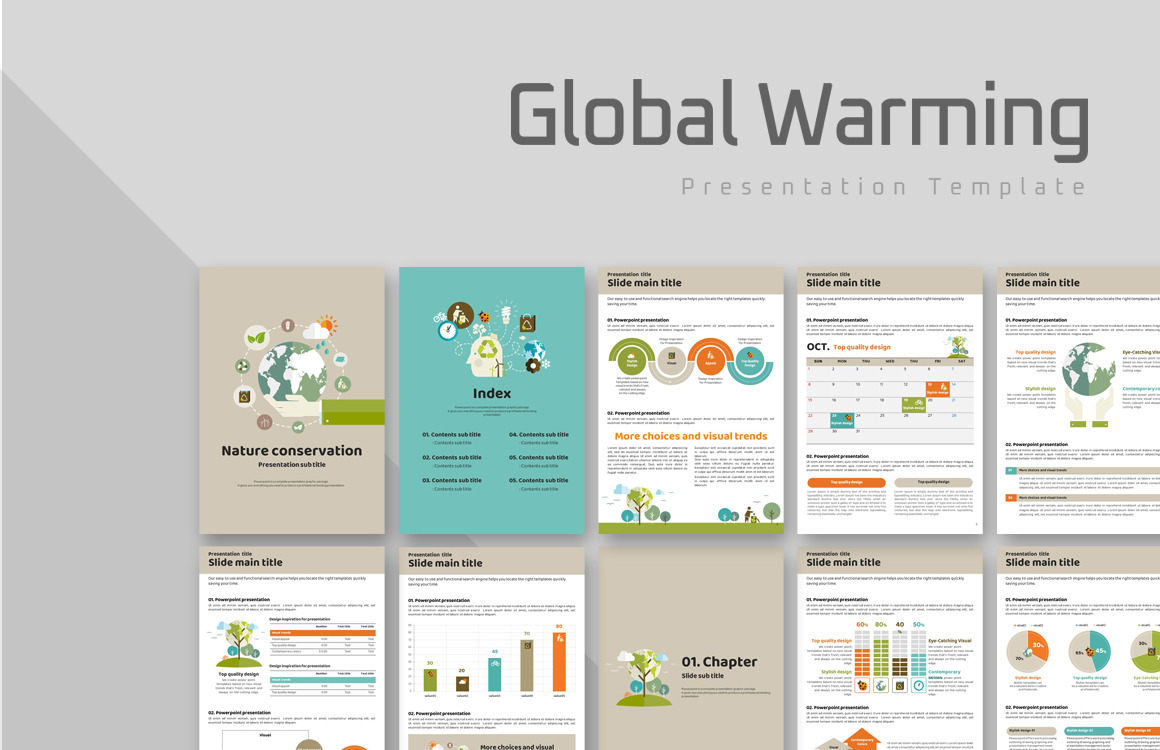 Global Warming Vertical Шаблоны презентаций PowerPoint