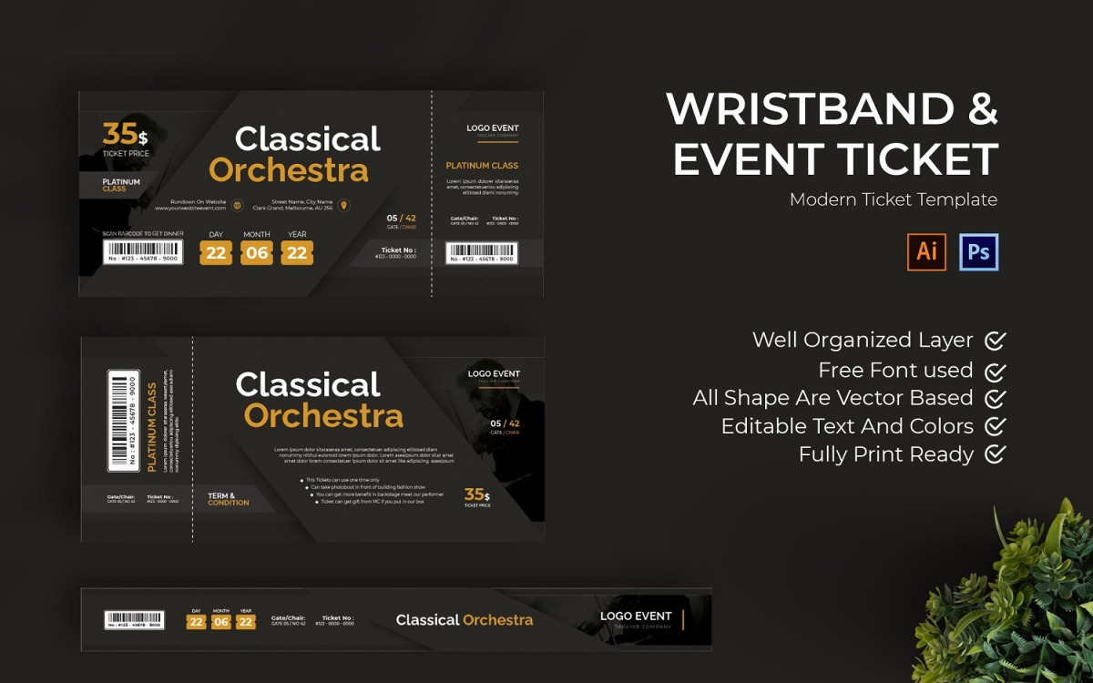 Classical Orchestra Ticket 184643 TemplateMonster