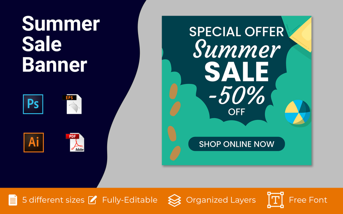 Summer Sale Social Media Background Design - TemplateMonster