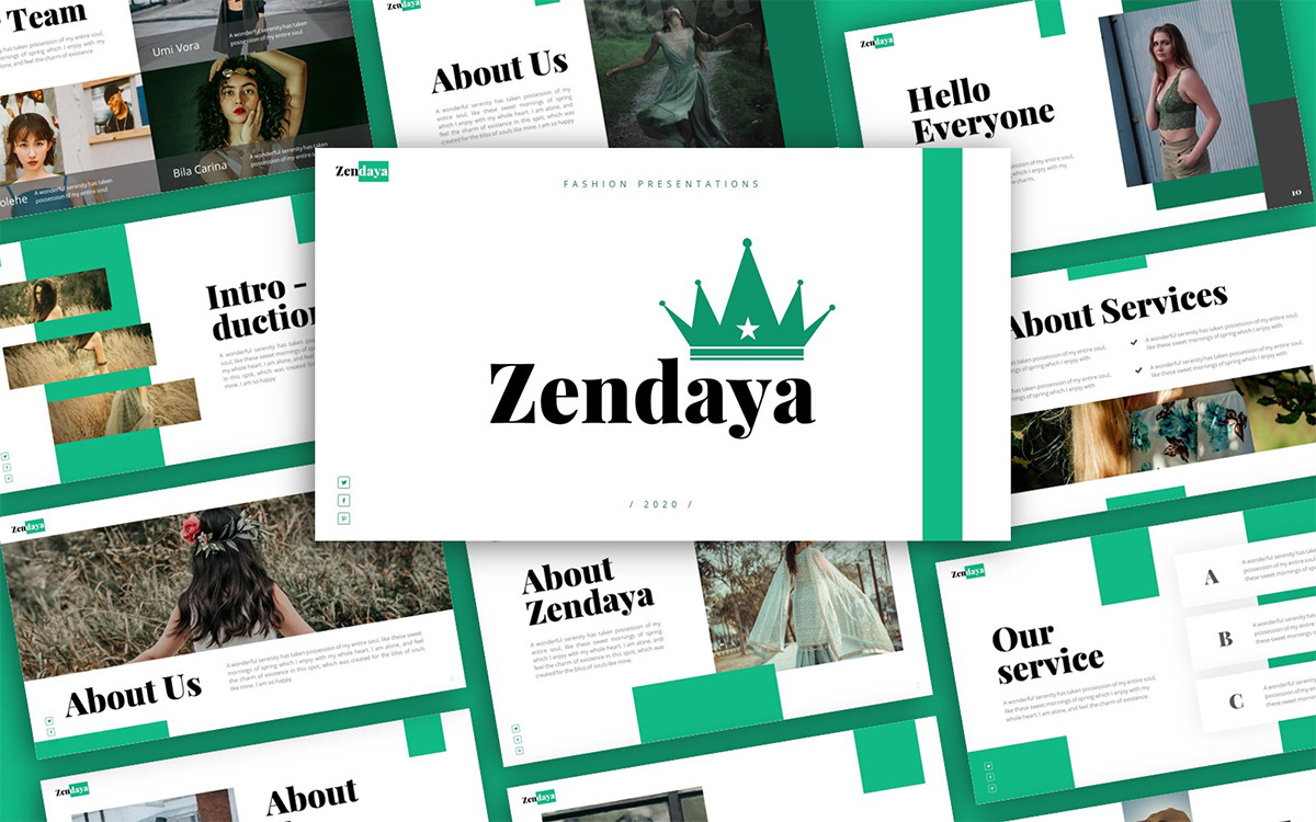 Zendaya Fashion Präsentation Powerpoint-Vorlage For Presentation Zen Powerpoint Templates