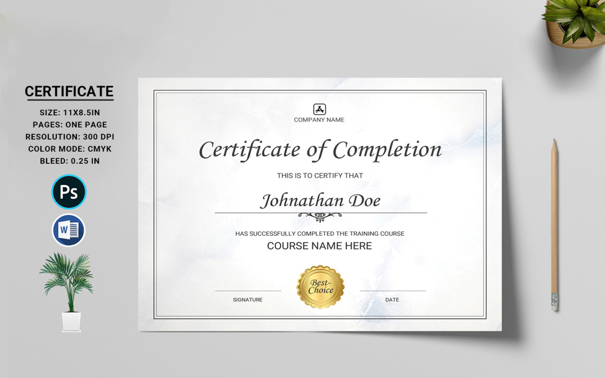 Johnathan Completion Certificate Template For Certificate Template For Pages