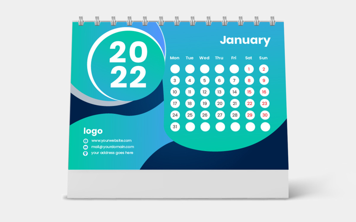 Light Green Design Set Desk Calendar 2022 Templatemonster 0096