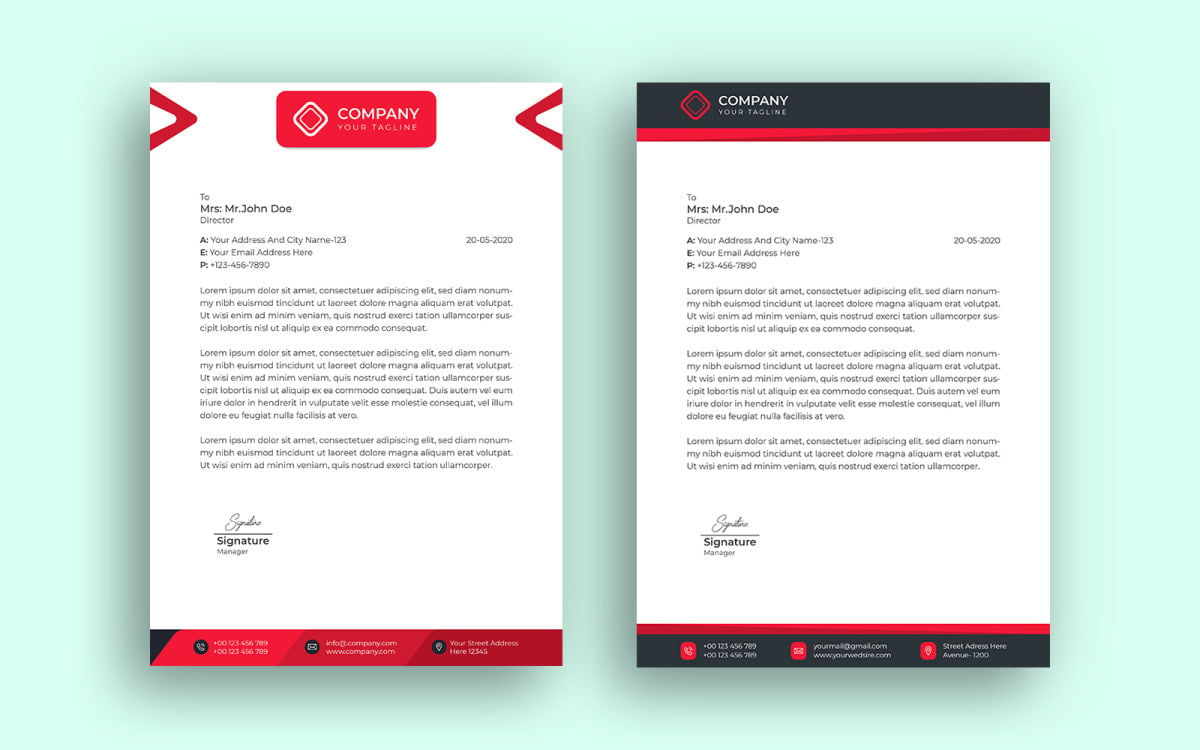 Creative Business Letterhead Template Simple Design Intended For Html Letterhead Template