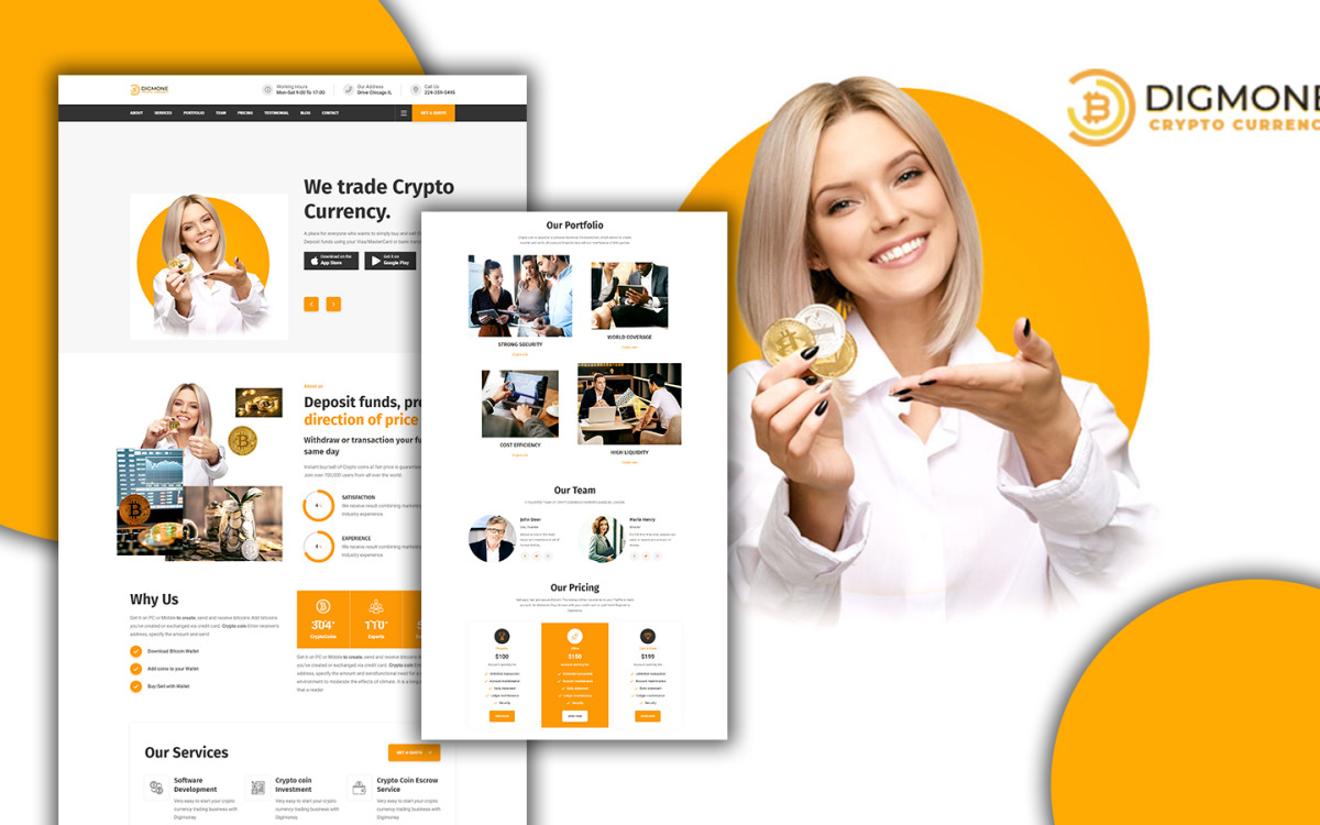 Digmone - Crypto Currency Services HTML5 Landing Page Template