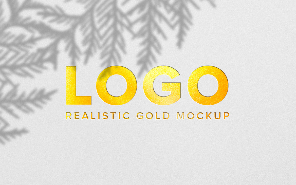 Download Gold Logo Mockup On Debossed Effect Style Templatemonster