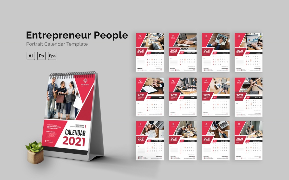Entrepreneur People Calendar Portrait TemplateMonster