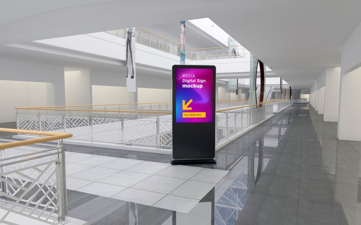 Blank Interactive Kiosk Digital Sign Mockup TemplateMonster