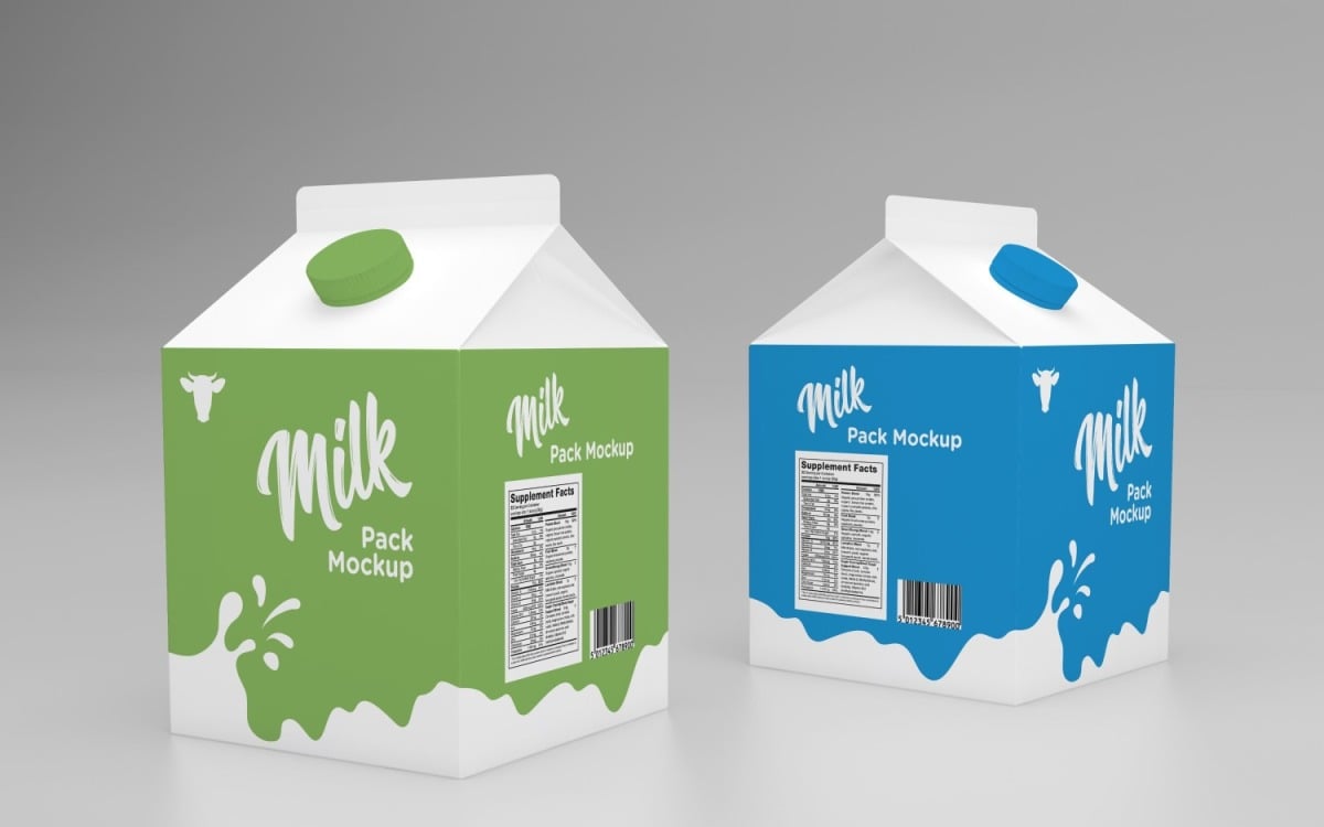 Download Milk Pack Packaging Two Half Liter Box Mockup Template