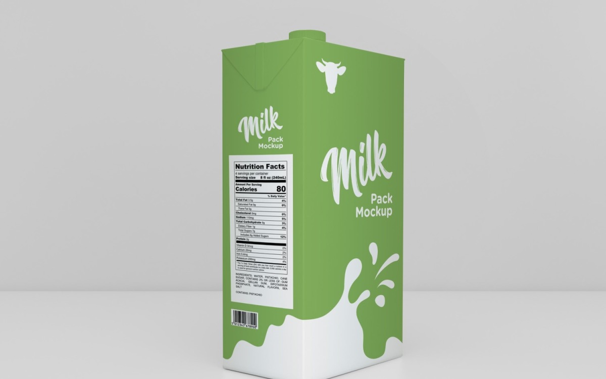 Download One Liter Box Milk Pack Packaging Mockup Template