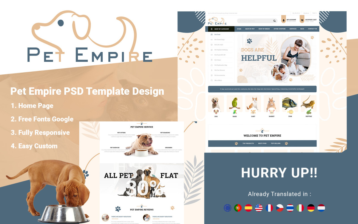 Pet Empire - Pet Shop PSD Template #189848 - TemplateMonster