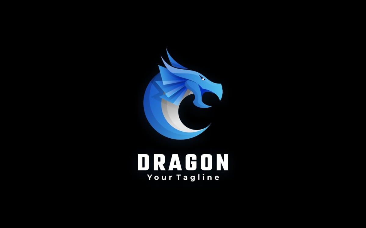A simple dragon head logo for a sports team that is blue red and white and  spitting white flame on Craiyon