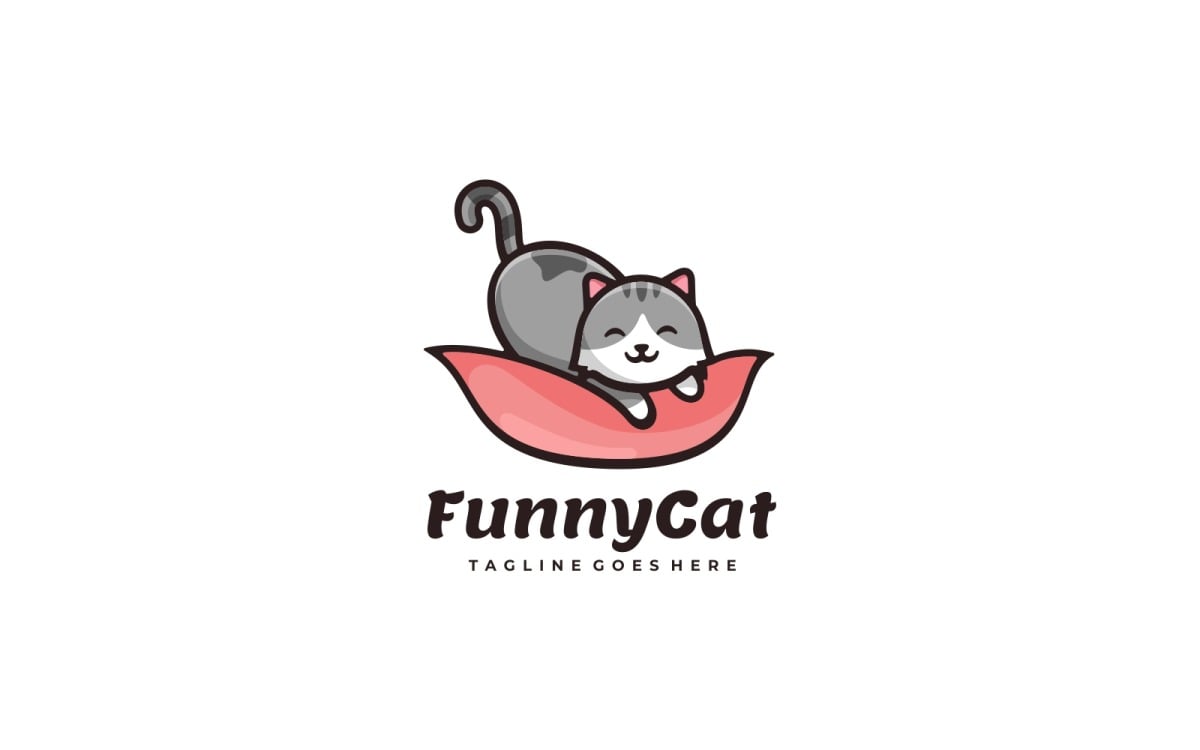 Funny Cat Cartoon Logo Template #189988 - TemplateMonster