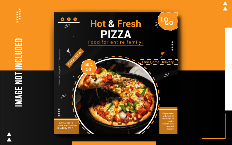 Premium Vector  Hot and fresh pizza food social media post