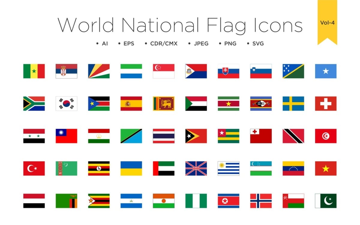 50 Icône du drapeau national du monde Vol 4