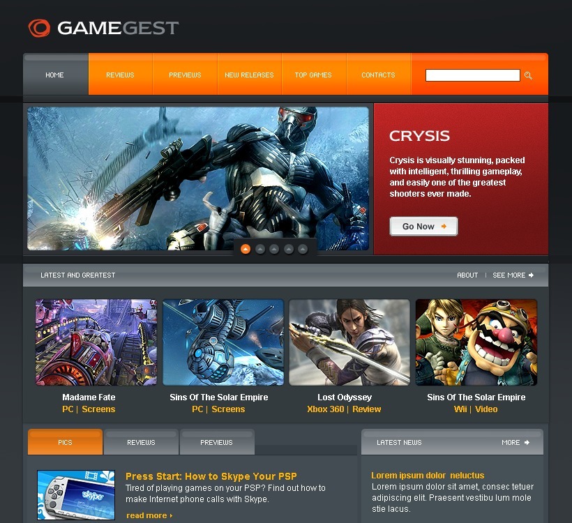 Games Website Template #19351 - TemplateMonster