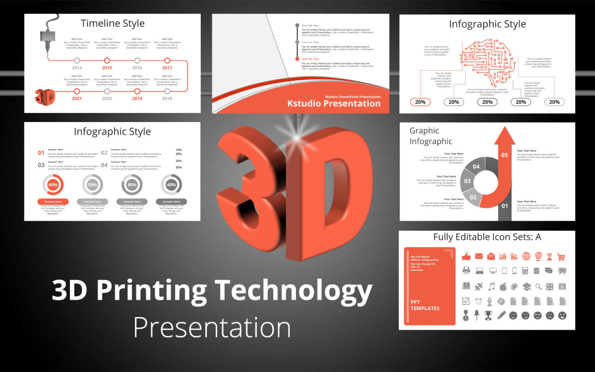 Шаблон презентации PowerPoint для 3D-печати