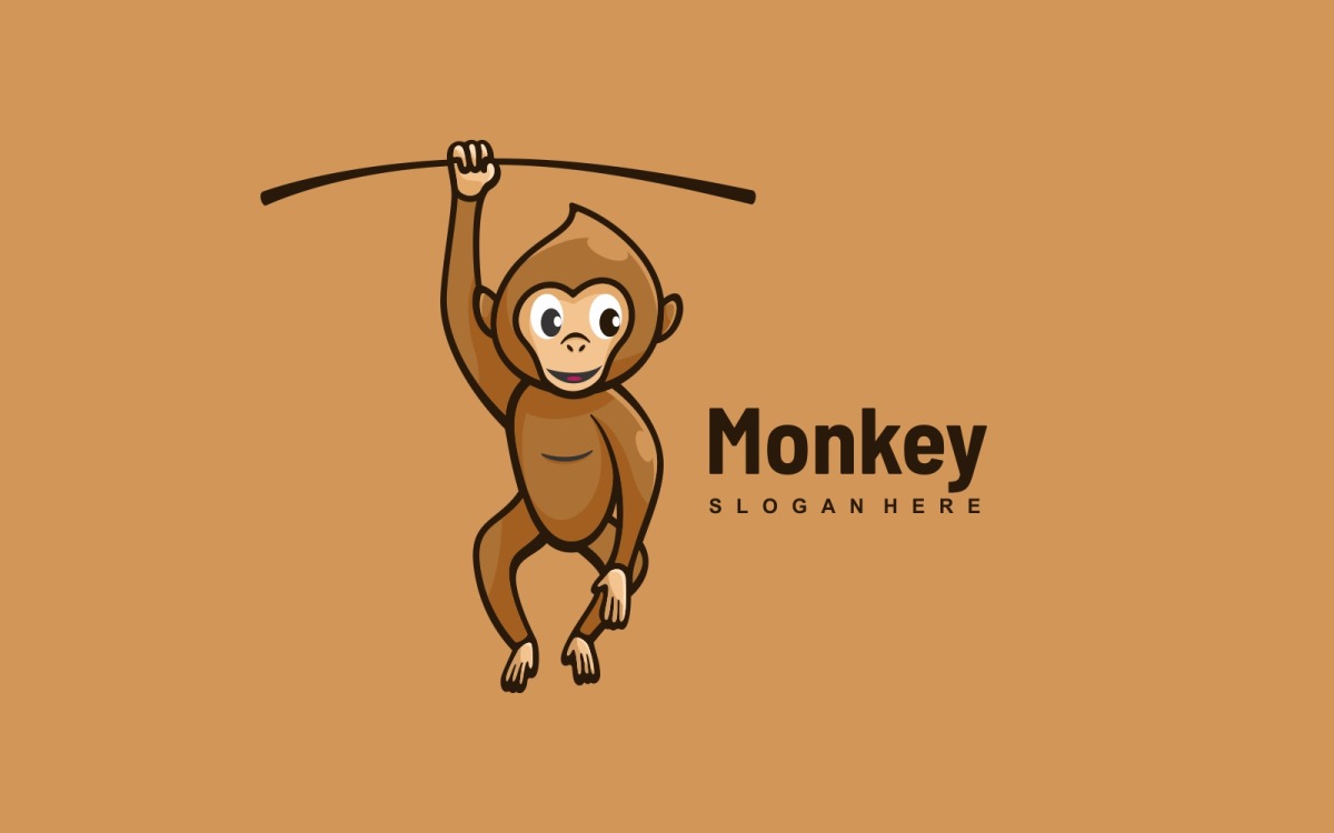 Ilustração do logotipo dos desenhos animados de mascote de macaco bonito